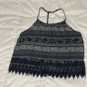 Pacsun - Black Elephant - crop top - with Crochet detail